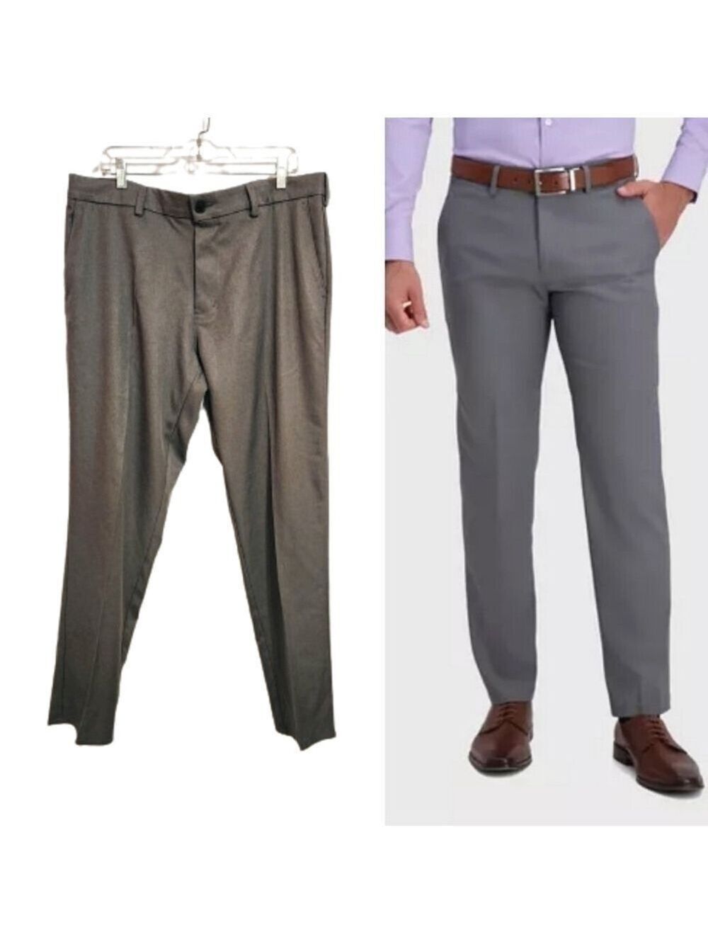 Haggar H26 Classic Flat Front Grey Dress Pants 38x30